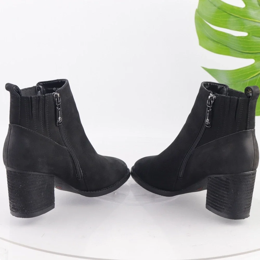Blondo Womens Noa Boot Size 6 Waterproof Black Leather Block Heel Comfort Bootie